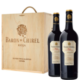 2 Flaschen Baron de Chirel Reserva 2020 mit Holzkiste