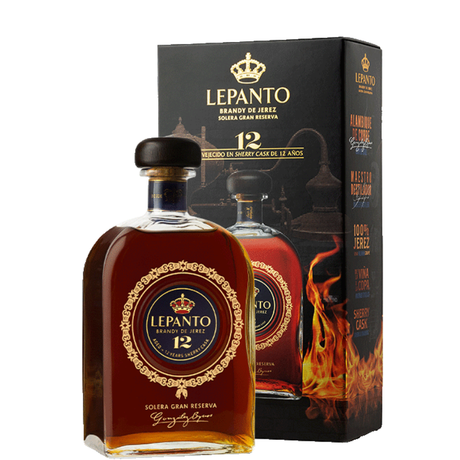 Flasche Barndy Lepanto 12 Jahre mit Etui