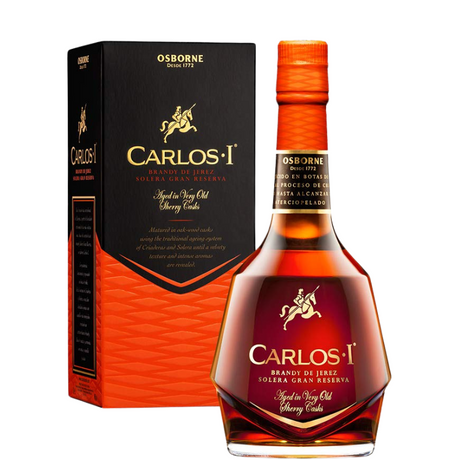 Flasche Brandy Carlos I Solera Gran Reserva mit Etui