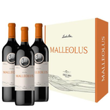 Drei Flaschen Malleolus 2022 vom Weingut Emilio Moro, mit einem Siebdrucketui des Weinguts