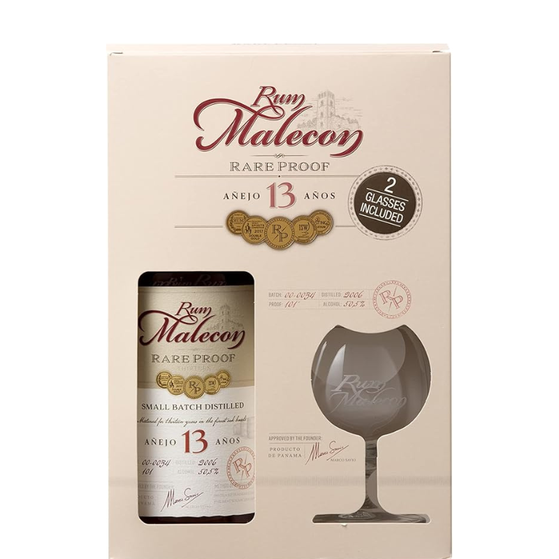 MALECON 13 Jahre SELTENES PROOF 2006 + 2 Gläser